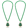 2Pcs Alloy Glass Buddha Pendant 6MM Round Glass Beaded Necklaces NJEW-ME0001-15-1