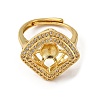 Rhombus Brass Micro Pave Clear Cubic Zirconia Adjustable Ring Settings KK-D378-34G-2