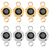 20Pcs 2 Colors 304 Stainless Steel Jet Rhinestone Links/Connectors STAS-BBC0009-18-7