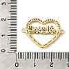 Heart Brass Micro Pave Clear Cubic Zirconia Connector Charmss KK-CJC0013-14D-G-RS-3