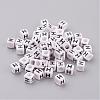 6MM White Letter Acrylic Cube Beads X-PL37C9308-H-1