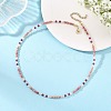Natural Rhodonite Faceted Round Beaded Necklaces NJEW-JN06430-04-1