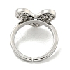 Heart Brass Micro Pave Cubic Zirconia Open Cuff Ring for Women RJEW-E296-05P-3
