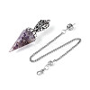 Natural Amethyst Chip & Epoxy Resin Dowsing Pendulum Big Pendants AJEW-N004-01D-2