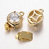 Brass Cubic Zirconia Box Clasps ZIRC-O020-13G-NR-1