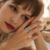 Zinc Alloy with Synthetic Turquoise Finger Rings FS-WGE57A9-04-4