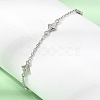 Brass Micro Pave Clear Cubic Zirconia Star Link Chain Bracelets KK-CBA3629-01P-3