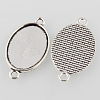 Antique Silver Tibetan Style Alloy Flat Oval Cabochon Connector Settings TIBE-M022-05AS-2