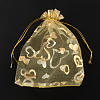 Heart Printed Organza Bags OP-R022-7x9-04-2
