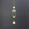 Natural Quartz Crystal Star Sun Catcher Hanging Ornaments with Brass Sun HJEW-PW0002-13A-1