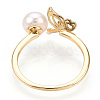 Natural Pearl Open Cuff  Ring Micro Pave Clear Cubic Zirconia PEAR-N022-C06-3