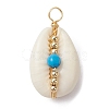 7Pcs Natural Cowrie Shell Copper Wire Wrapped Pendants PALLOY-JF02278-2