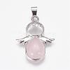 Natural Rose Quartz Pendants G-G651-A10-2