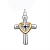 Brass Heart and Cross Pendants KK-BB11621-1