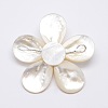 Natural White Shell Mother of Pearl Shell Flower Big Pendants SSHEL-J032MS-05-2