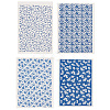 4Pcs 4 Styles Flower Pattern Paper Ceramic Decals DIY-GF0013-26-7
