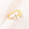 Brass Micro Pave Clear Cubic Zirconia Cuff Rings for Women RJEW-U047-15G-1