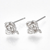 Brass Cubic Zirconia Stud Earring Findings X-KK-S350-012P-1