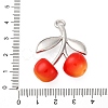 Brass Green Enamel & Plastic Cherry Pendants KK-I276-17P-4
