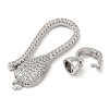 Rack Plating Brass Micro Pave Clear Cubic Zirconia Fold Over Clover Clasps KK-H447-06P-3