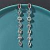 Rectangle with Teardrop Brass Micro Pave Cubic Zirconia Dangle Stud Earrings EJEW-G452-10P-1