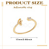 1Pc Letter Brass Rhinestone Open Cuff Rings for Women AJEW-LP0004-47J-G-2