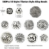 100Pcs 10 Styles Tibetan Style Alloy Beads FIND-CJ0003-19-2