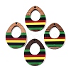 Jamaican Colour Epoxy Resin & Walnut Wood Pendants RESI-N039-122P-1
