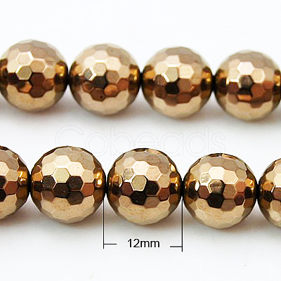 Non-magnetic Synthetic Hematite Beads Strands G-G092-12mm-1