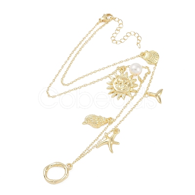 Bohemian Summer Beach Style 18K Gold Plated Shell Shape Initial Pendant Necklaces IL8059-15-1
