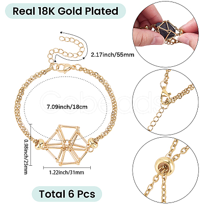 6Pcs Brass Braided Macrame Pouch Empty Stone Holder Bracelet Making BJEW-SC0001-73-1
