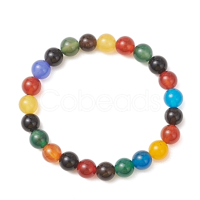 Natural Agate Beaded Stretch Bracelets for Women BJEW-JB12963-1