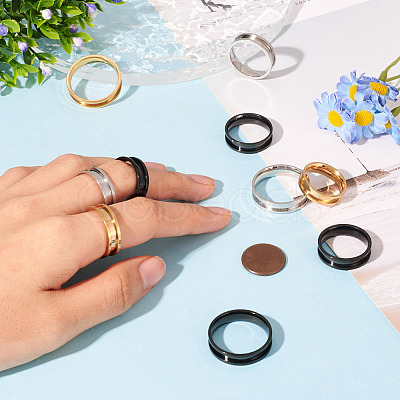 12Pcs 6 Size 201 Stainless Steel Grooved Finger Ring Settings RJEW-TA0001-05EB-1