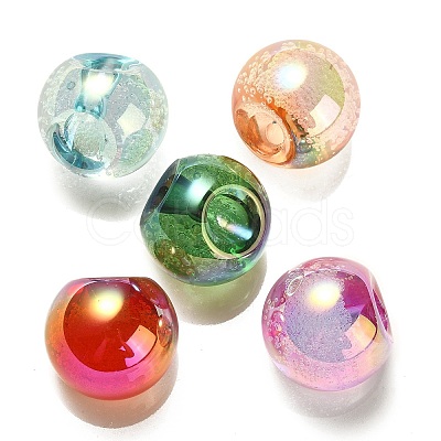 UV Plating Rainbow Iridescent Acrylic Beads OACR-G012-02-1