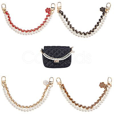 4Pcs 4 Colors ABS & Iron & Alloy & PU Leather Handbag Chain Straps FIND-HS0001-36B-1