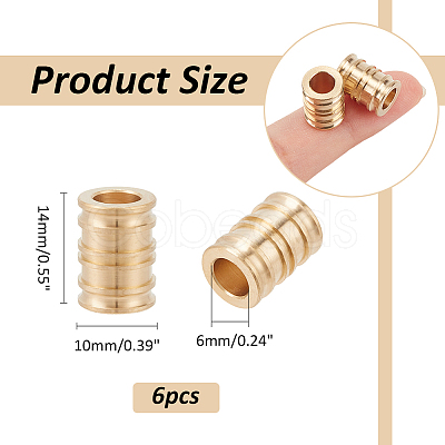 6Pcs Antique Style Groove Column Shape Brass Beads FIND-NB0005-34G-1