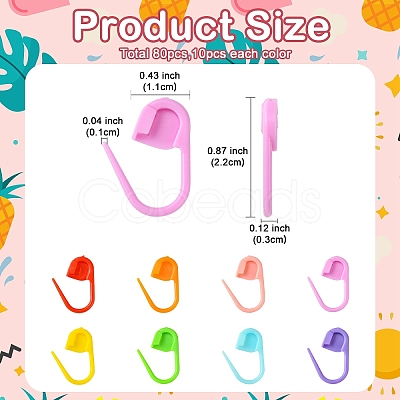 80Pcs 8 Colors Eco-Friendly ABS Plastic Knitting Crochet Locking Stitch Markers Holder FIND-YW0005-36-1