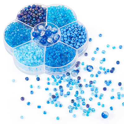 7 Styles Glass Seed Beads SEED-TA0001-41B-1