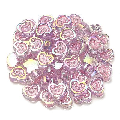 UV Plating Rainbow Iridescent Acrylic Beads OACR-G012-11-1