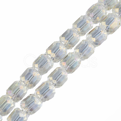 Electroplate Transparent Glass Beads Strands EGLA-N002-32-C04-1