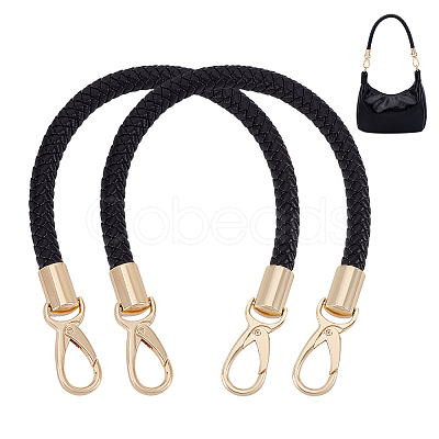 Imitation Leather Braided Round Cord Bag Handles with Zinc Alloy Clasps FIND-WH0126-941B-01-1