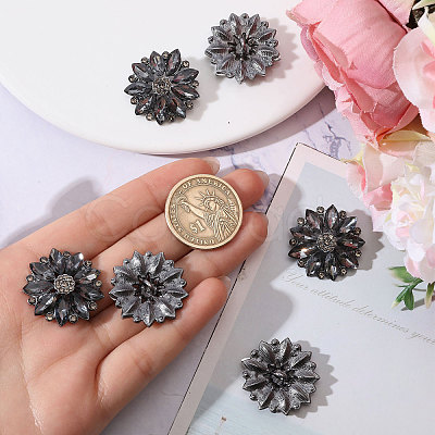 6Pcs Alloy Glass Buttons BUTT-CA0001-24-1
