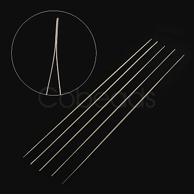 Iron Collapsible Big Eye Beading Needles X-ES001Y-S-45mm-01-1