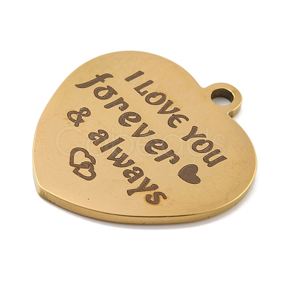 Valentine's Day PVD Vacuum Plating 201 Stainless Steel Pendants STAS-L079-24G-01-1