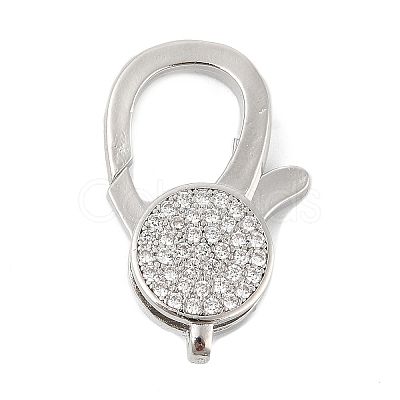 Brass Micro Pave Clear Cubic Zirconia Lobster Claw Clasps KK-P299-05P-1