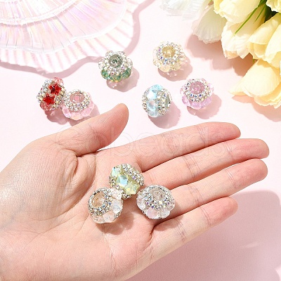 9Pcs 9 Colors Acrylic Rhinestone Rondelle Beads OACR-YW0004-54-1