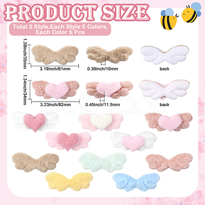 50Pcs 10 Styles Wing Imitation Rabbit Hair Ornament Accessories DIY-SC0032-27-1