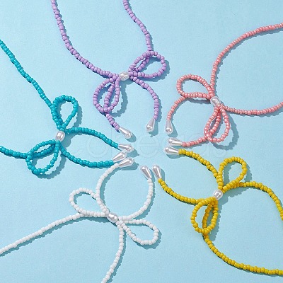 Bowknot 304 Stainless Steel Necklaces NJEW-JN04670-1