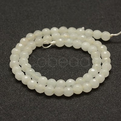 Faceted Natural White Jade Beads Strands X-G-F448-6mm-1