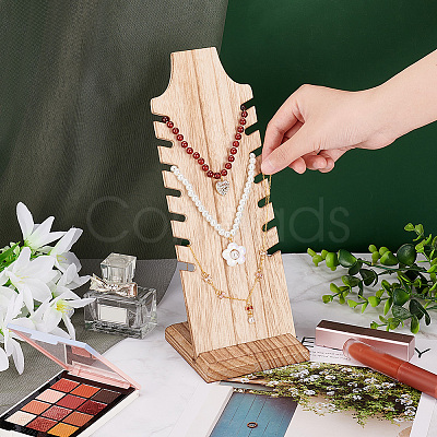 Wooden Slant Back Necklace Display Board NDIS-WH0016-04B-03-1